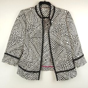 Chico's Black and White Striped Blazer‎ Jacket Size Small